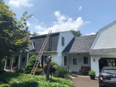 Roofing crew preparing for roof replacement in Harleysville PA