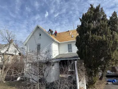 Roof decking exposed and prepared for new shingles in Perkasie PA