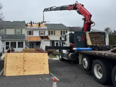 roof decking replacement on townhome in Schwenksville PA during roof installation